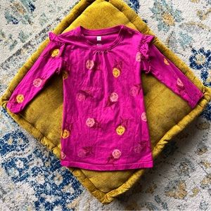 Tea Collection Toddler / Little Girls Pink Floral Long Sleeve Shirt Dress, 3 EUC